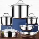 HOMI CHEF 10-Piece Nickel Free Stainless Steel Cookware Set Copper Band
