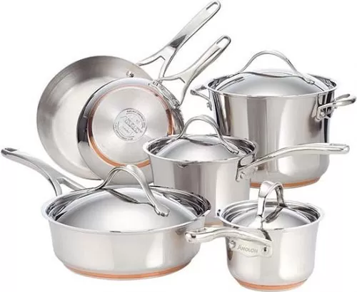 Anolon 75818 Nouvelle Stainless Steel Cookware Pots and Pans Set, 10 Piece